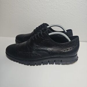 Cole Haan Men's Size 9M ZeroGrand Wingtip Oxford Black Shoes C20719 Leather